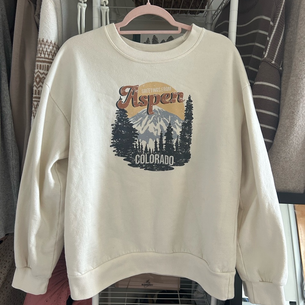 Aspen Colorado Graphic Cream Crewneck Sweatshirt